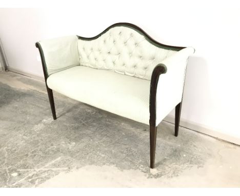 Small mahogany framed button backed window sofa 115 cm 