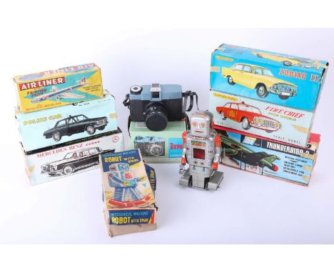 Eight various boxed models including Clifford series, Zodiac Fire Chief and Police car, Air Liner model, Mechanical Robot etc