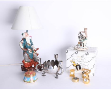 Various items including modern Oriental lamp, silver plated ware, 'Shoe Makers Dream' houses etc.