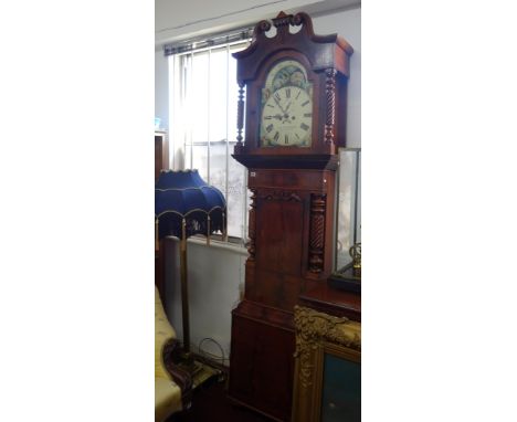 A Victorian mahogany longcase clock by W.M.Errington and Company, Smethwick arch painted dial, lunar phase aperture, 8 day mo