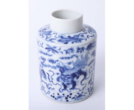 19th Century Chinese porcelain blue and white tea caddy four character marks underglaze, height 14.5cm