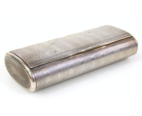 A George III silver gilt snuff box, by Alexander J Strachan, of rounded outline with a repeat tooled geometric decoration, fl