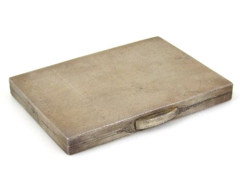 A George V Art Deco silver cigarette case, by Wilcox, with an engine turned design, similar interior and thumb opening, Birmi