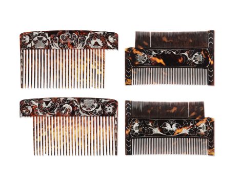 Two last quarter 17th century turtle-shell combs, by Paul Bennett (fl. 1673-92) and/or Matthew Comberford of Port Royal, Jama