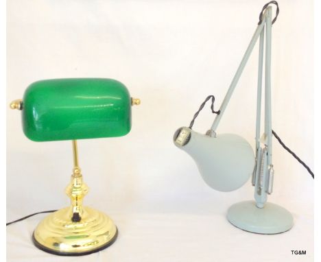 A vintage Angle pose lamp with brass reading lamp