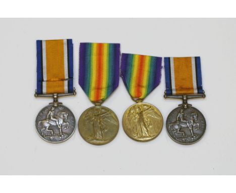 Two WW1 Worcester Regiment medal pairs to 39841 Private WT Paton and 27702 Private S Graham
