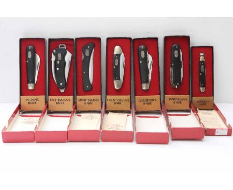 Collection of 7 different Wilkinson Sword pocket knives unused, in original boxes