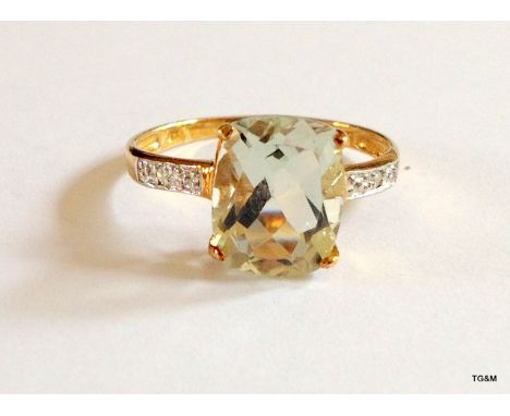 A 9ct gold hallmarked  diamond shoulder ring size M