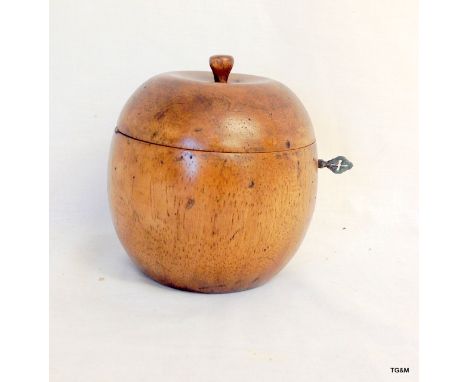 A Fruitwood tea caddy in the form of an apple