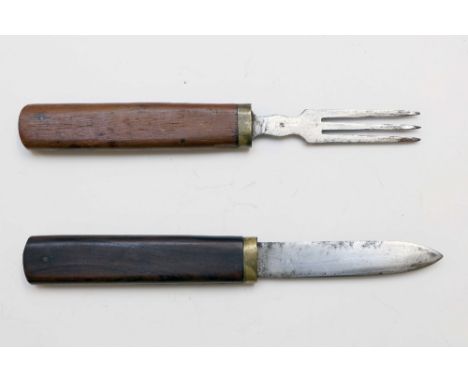 A campaign knife & fork set with rosewood handles made in Sheffield England