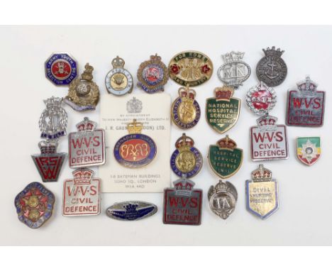 Twenty five Military and Home Front enamel lapel badges