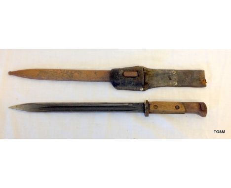 A Czech model 1924 bayonet for the 3rd Reich in scabbard and leather frog