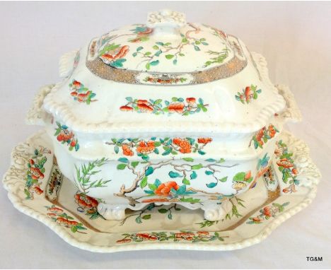 A Spode pottery tureen on stand