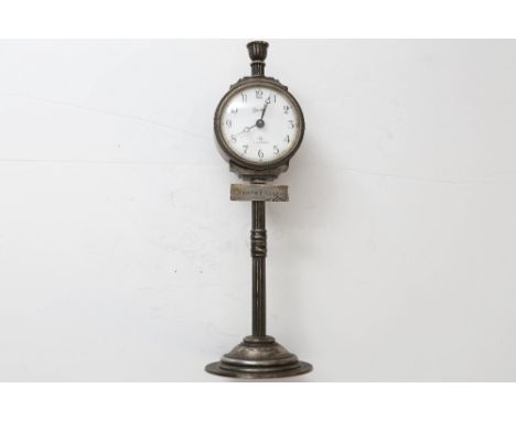 A novelty Swiss alarm clock in the form of a lamp post with sign Champ Elysee 20cm high