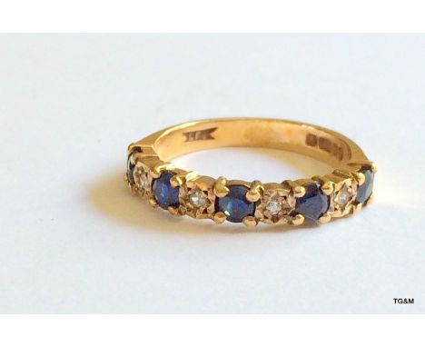 9ct gold diamond and sapphire 1/2 eternity ring