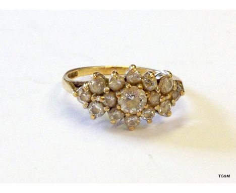 A 9ct gold ladies cluster ring size L