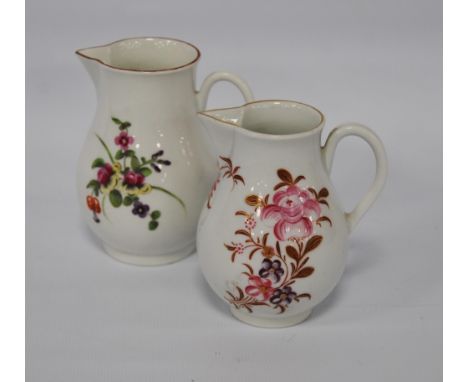 18th century sparrow beak cream jug, c. 1770, probably first period Worcester, decorated with polychrome floral sprays, 9.5cm
