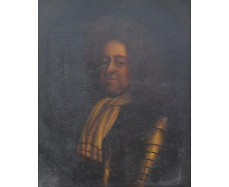 Circle of Sir Godfrey Kneller (1646 - 1723) Portrait of a noble gentleman with white stock and armour, half length Oil on can