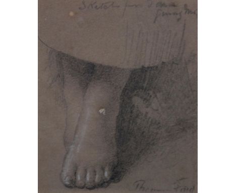 Thomas Faed RSA (Scottish, 1826 - 1900) Child's Feet Sketch, 6.5cm x 5.5cm. Old label verso for Bourne Fine Art, Edinburgh.