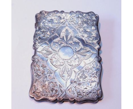 Engraved silver card case, Birmingham 1868, 55.1g or 1.94oz.