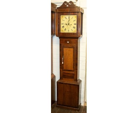 A George Wadham of Bath 30hr longcase clock with a false winding hole in an oak and mahogany case with kingwood stringing. 12