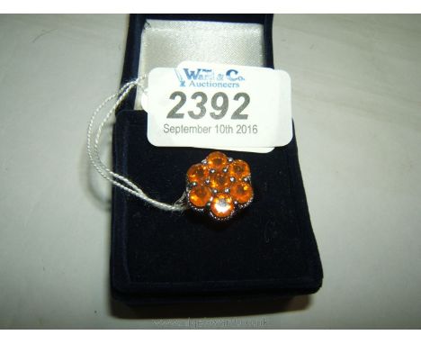 A Silver Dress RIng with American orange fire opal