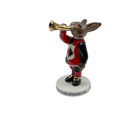 Rare hand decorated porcelain bunny figure made for the International Royal Doulton Collectors Weekend 1991, Toronto, Canada.