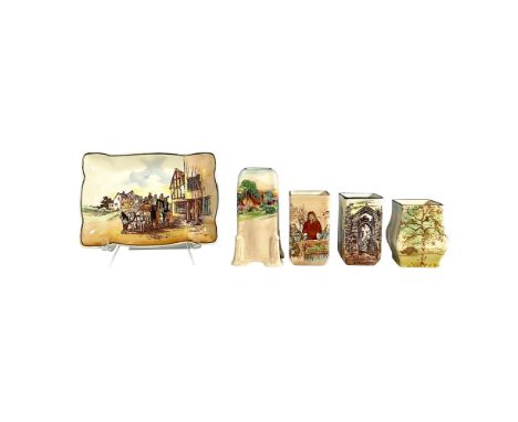 This elegant set of five Royal Doulton pieces includes four miniature vases, Autumn Glory, Chester, Summertime in England D61