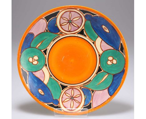A CLARICE CLIFF BIZARRE SLICED FRUIT PATTERN PLATE Newport pottery backstamp. 22.5cm diameterSome heavy scratches to the pain