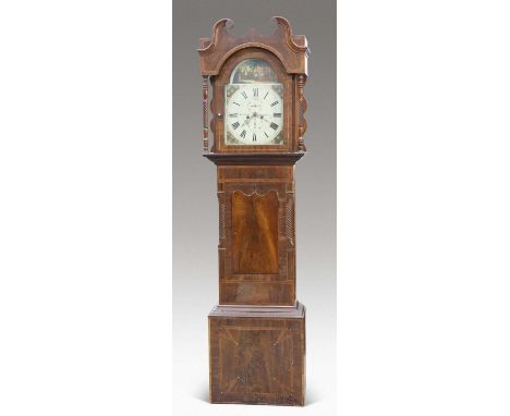 A VICTORIAN MAHOGANY EIGHT-DAY LONGCASE CLOCK, SIGNED L. SMITH, KEIGHLEY the 11½-inch painted break-arch dial with subsidiary