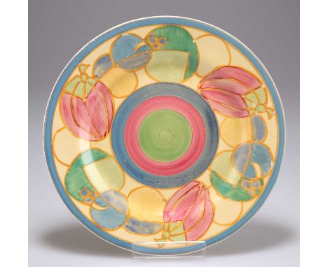 A CLARICE CLIFF BIZARRE PASTEL MELON PATTERN PLATE Newport pottery backstamp. 23cm diameterFairly heavy scratches to the pain