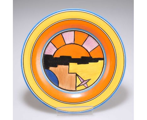 A CLARICE CLIFF BIZARRE SUNRAY PATTERN SIDE PLATE Newport pottery backstamp, Honeyglaze mark. 20cm diameterLight surface scra