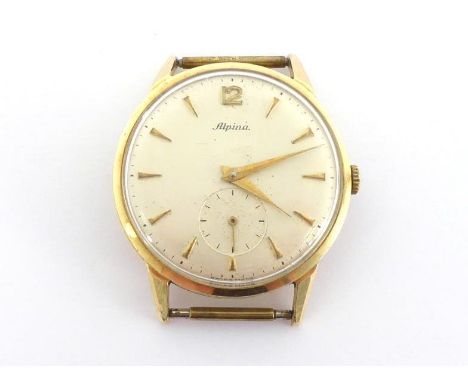 Alpina, a gentleman's 18 carat gold dress watch, the silvered dial with dart numerals, sword hands and subsidiary seconds dia