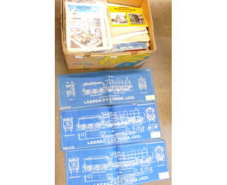 A collection of railway ephemera, including John Skinley 'blue prints', publications, postcards, etc.