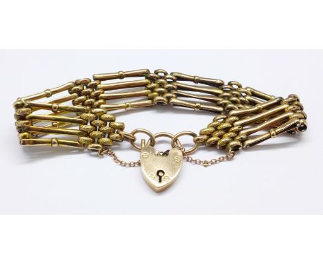 A 9ct rose gold gate bracelet, 18.2g