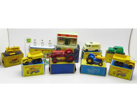 A collection of Matchbox models, 2x no.6, 39, King Size K-4, two Moko Lesney, no.8 and no.59, no.62 Radio Rentals with intact