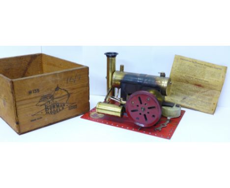 A Bowman steam engine with part wooden Bowman box