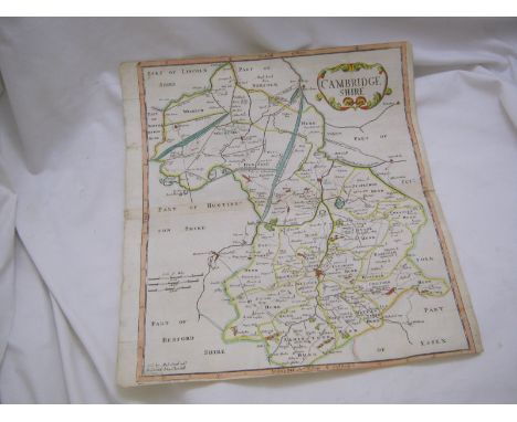 R MORDEN: CAMBRIDGESHIRE, engvd map [1695], approx 16 1/2" x 14"