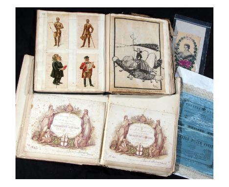 Two Old Scrap Albums, mainly regarding Stewart Family of Hopton Hall and Ashwellthorpe Hall, containing mainly Victorian and 