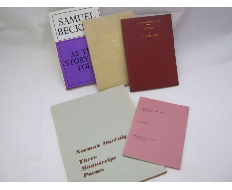 NORMAN MACCAIG: THREE MANUSCRIPT POEMS, Exeter, The Rougemont Press, 1970 (300) (100) numbered and sigd, orig wraps, d/w + D 