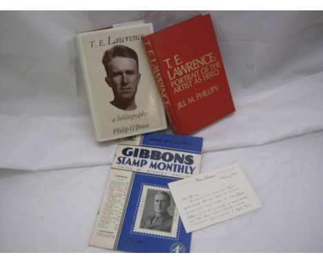 PHILIP O'BRIEN: T E LAWRENCE A BIBLIOGRAPHY, 1988, 1st edn, orig cl, d/w + JILL M PHILLIPS: T E LAWRENCE PORTRAIT OF THE ARTI