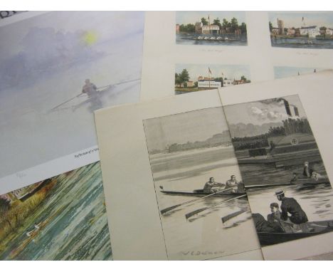 A Packet: assorted Rowing Prints including J C Dollman "Are Your Ready", dbl pge fdg supplement from The Graphic April 5 1879