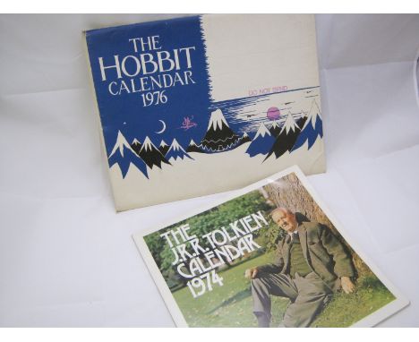 JOHN RONALD REUEL TOLKIEN: THE HOBBIT CALENDAR, 1976, in orig pict card envelope + THE J R R TOLKIEN CALENDAR, 1974 (2) 