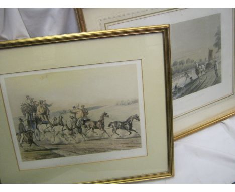 J Ryman (pub), 2 hand col'd litho prints circa 1852 "Going To Henley Regatta" approx 11 1/2" x 15 1/2" and "After 6 on the Ri
