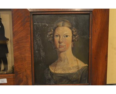Portrait of a Lady, oil on copper, second quarter of the 19th century, in a period mahogany frame. 28cm by 21cm