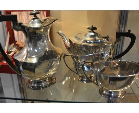 An Edward VIII silver four piece tea and coffee service, Frank Cobb & Co,, Sheffield 1936, in the Art Deco taste, comprising 