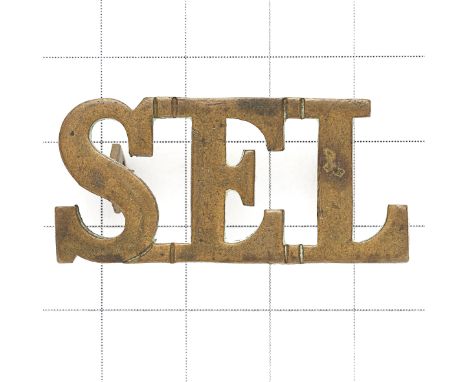 SEL scarce School of Electric Light, Portsmouth brass shoulder title.   Flat hexagonal loops GC 