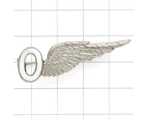 RAF Observer’s brevet  brooch. Fine die-cast silver eplated xample.  Finely detailed winged white enamel   Brooch pin VGC 