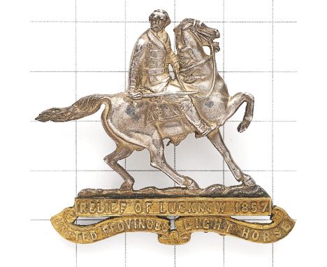 Indian Army. United Provinces Light Horse Officer’s cap badge. Fine British made die-cast silver and gilt example. Cavalryman