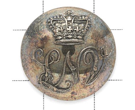 Loyal Nottingham Volunteers George III Officer’s open-back silvered coatee button. Crown over LNV cypher. No backmark Shank V